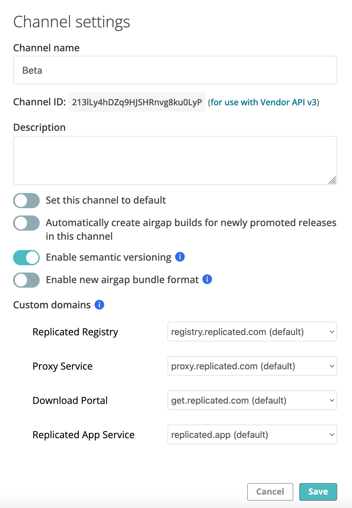 channel settings dialog